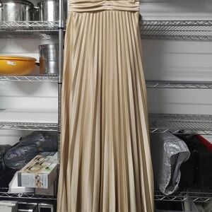 Elegant Gold Strapless Formal Dress
